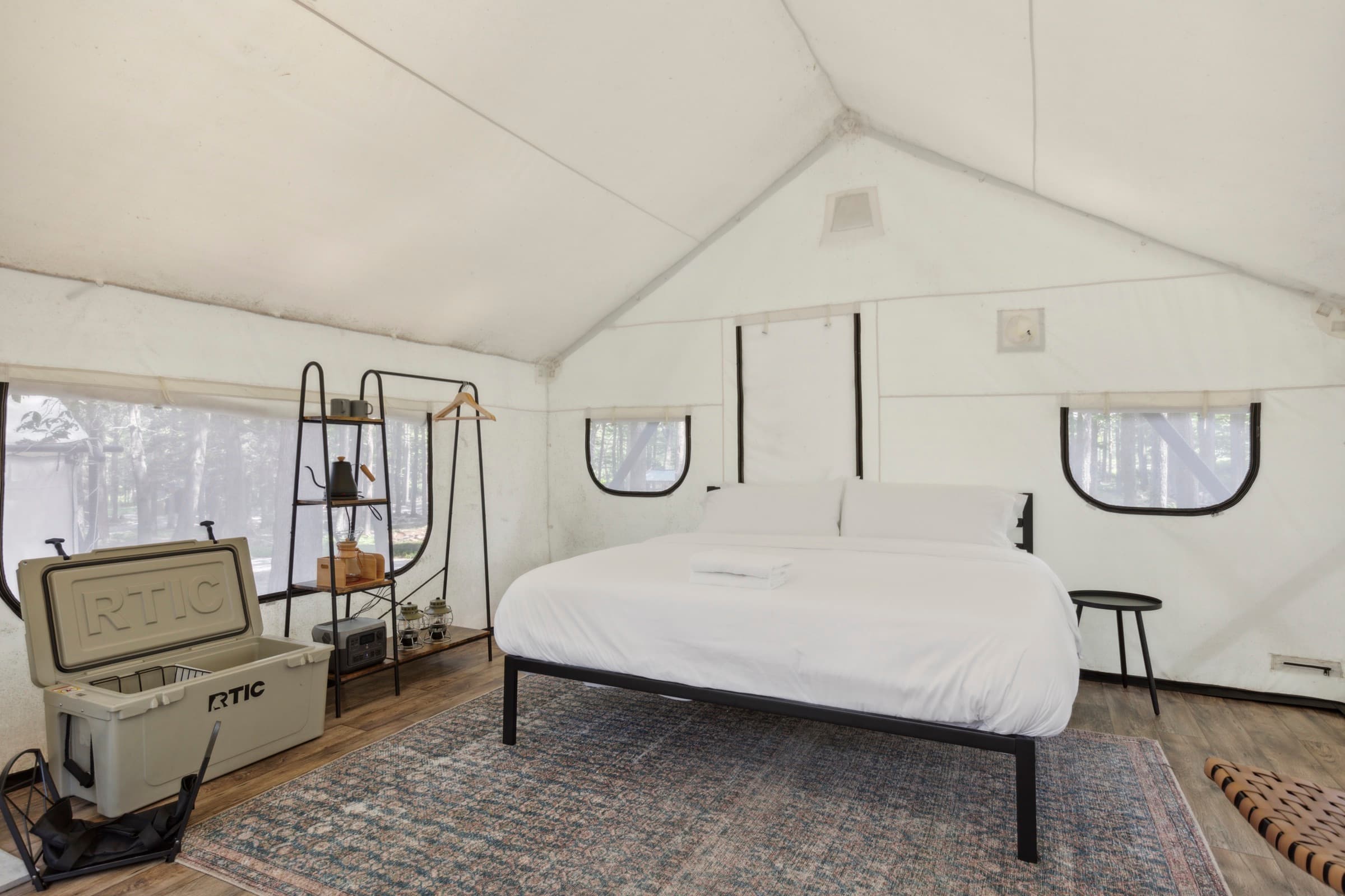 Crest tent interior at Ferncrest